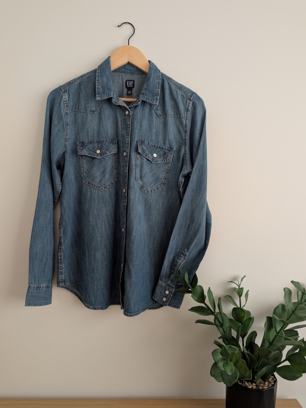 GAP Medium Blue Denim Western Button-Down Shirt